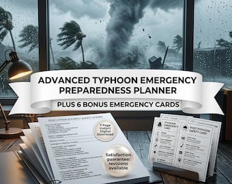 Typhoon Emergency Preparedness Planner | Storm Survival, Evacuation System (Digital Download)