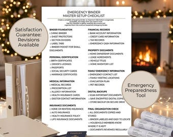 Emergency Binder Setup Checklist (Digital Download)
