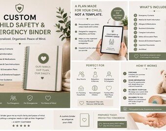 Custom Personalized Child Safety & Care Planning Framework | Guided Fill-In Emergency Binder PDF