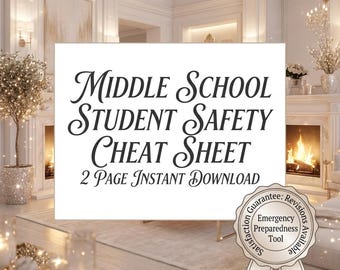 Middle School Safety Cheat Sheet | Student Personal Safety Guide (Digital Download)
