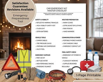 Car Emergency Kit Checklist: Vehicle Safety Preparedness (Digital Download)