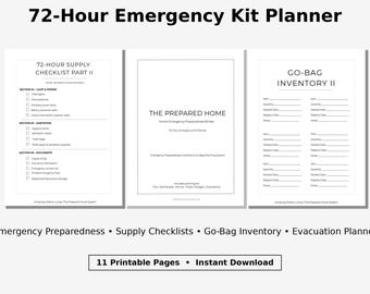 72-Hour Emergency Kit Planner | Go Bag Checklist (Digital Download)