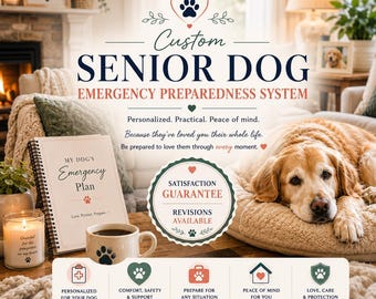 Custom Personalized Senior Dog Care & Preparedness Framework™ | Guided Fill-In Emergency, Care Planning System