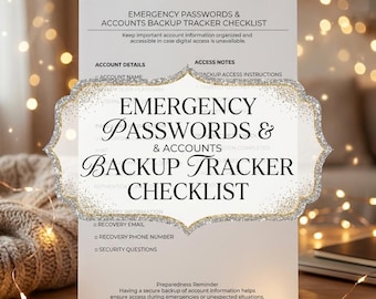 Emergency Password Tracker | Secure Accounts Log Sheet (Digital Download)