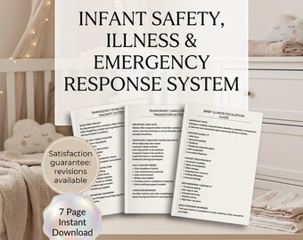 Infant Emergency Response Planner, Illness, Safety, Caregiver Support (PDF Download)
