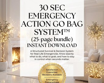 30-Second Emergency Action Go Bag System, Preparedness Plan, Safety Guide (Digital Download)