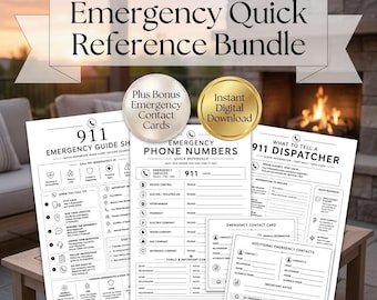Emergency Quick Reference Bundle | 911 Guide, Contact Cards (Digital Download)