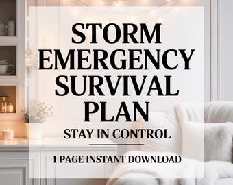 Storm Emergency Plan, Severe Weather Preparedness Printable, Emergency Survival Guide, Disaster Checklist