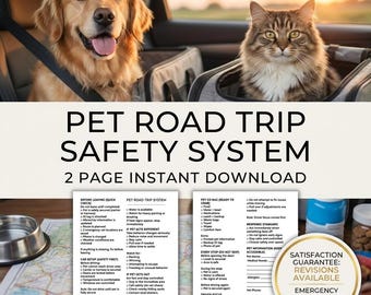 Pet Road Trip Safety Checklist, Emergency Travel Plan (PDF Download)