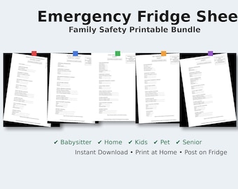 Emergency Information Bundle | Family Safety Contact Sheets (Printable Download)