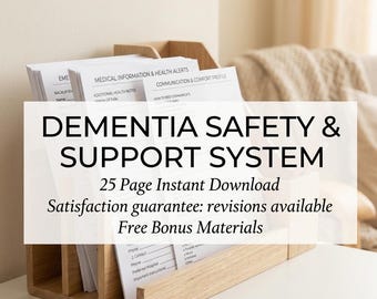 Dementia Care Planner System | Caregiver Organizer, Medical Tracker (PDF Download)