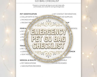 Emergency Pet Go Bag Checklist | Pet Preparedness Planner (Printable)