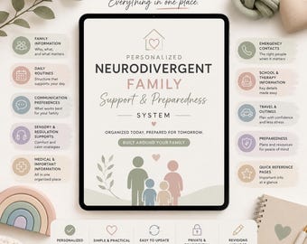 Personalized Neurodivergent Family Organization System | Custom Autism & ADHD Support Planner | Caregiver Routine PDF
