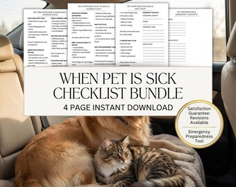 Pet Illness Checklist Bundle: Action Guide, Symptoms, Tracking (4-Page PDF)