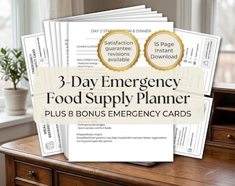 3-Day Emergency Food Supply Planner | 72-Hour Preparedness Binder (Digital Download)