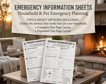 Household and Pet Emergency Information Sheets (Printable PDF)