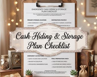 Emergency Cash Hiding Storage Plan Checklist | Financial Safety Planner (Digital Download)