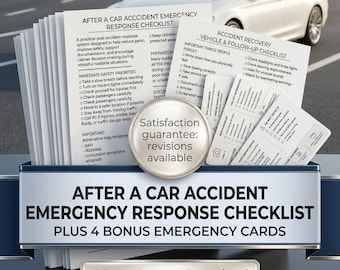 Car Accident Emergency Checklist | Safety, Recovery, Vehicle Guide (PDF Download)