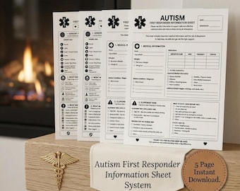 Autism First Responder Information Sheets | Printable Emergency Support Plan | Sensory, Medical, Elopement & Communication Forms
