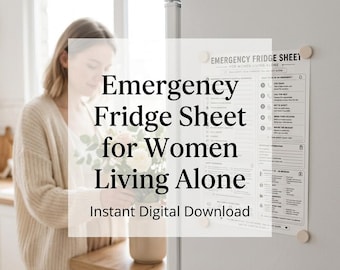 Women Living Alone Emergency Fridge Sheet | Safety & Emergency Contact Organizer | Preparedness Checklist Printable