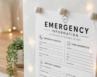Emergency Information Fridge Sheet | Family Contact Organizer (Printable PDF)
