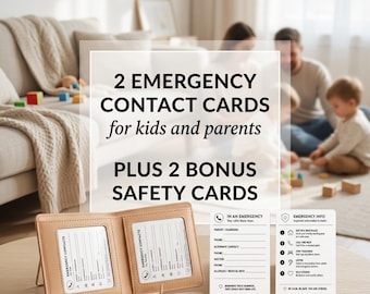 Emergency Contact Cards for Kids & Parents | Wallet Size Safety Information (PDF Download)