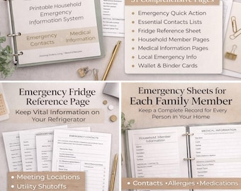 Family Emergency Contact Binder | Household Information Organizer (Digital Download)