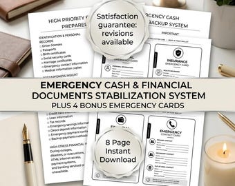 Emergency Financial Documents Planner: Cash, Records, Contacts (Digital Download)