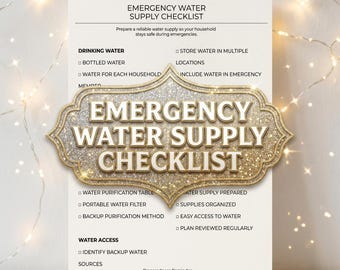 Emergency Water Supply Checklist | Disaster Preparedness Planner (Printable)