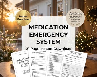 Medication Emergency System Planner | Medical Preparedness Binder (21 Page PDF Download)