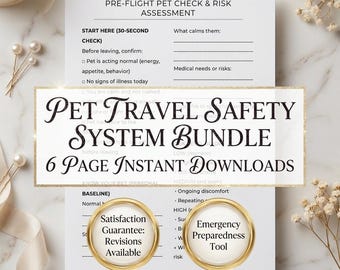 Pet Travel Safety System Bundle, In-Cabin Cargo Checklist (Instant Download)