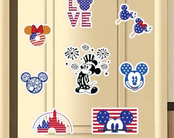 Custom Disney 4th Of July Magnet, Mickey And Minnie Patriotic Magnet, Fourth of July Magnet, Mickey And Friends, Independence Day Gift
