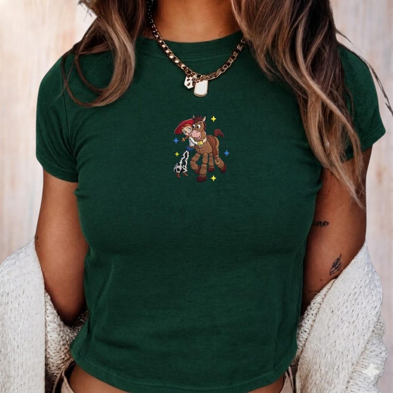 Embroidered Jessie and Bullseye Baby Tee, Disney Toy Story Women Top, Disneyworld Family Shirt, Disneyland Shirts, Embroidery Shirt
