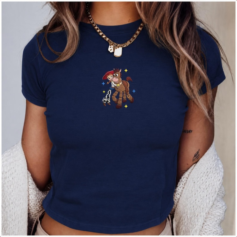 Embroidered Jessie and Bullseye Baby Tee, Disney Toy Story Women Top, Disneyworld Family Shirt, Disneyland Shirts, Embroidery Shirt