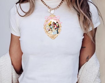 Coquette Bows Watercolor Disney Princess Baby Tee, Disney Aurora Ariel Belle Cinderella Tiana Shirt, Magic Kingdom Disneyland Girl Trip