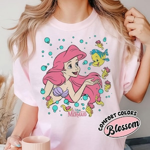 Retro The Little Mermaid Ariel Princess Flounder Bubble Poster Disney Shirt, Gift For Her, Ariel Princess Tee, WDW Disneyland Girl Trip