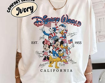 Mickey and Friends 4th July 2026 Casual Shirt, Disney Independence Day Comfort Colors Tee, Disneyland Family, Walt Disney World Shirt