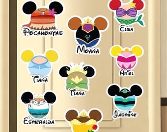 Custom Mickey Head Princess Magnet, Mickey Head Magnet, Disney Princess Door Magnet, Disney Cartoon Magnet Fidget, Disney Vacation Gift
