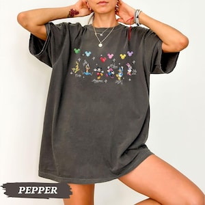 Retro Disney Mickey And Friends Signatures Comfort Colors Shirt, Disney Vacation Shirt, Magic Kingdom, Disneyland Tee, Disneyworld Gift