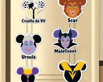 Custom Disney Villains Magnet, Disney Cruise Door Magnets, Villains Mouse Ears Magnet Fridge, Disneyland Magnet, Walt Disney World Gift