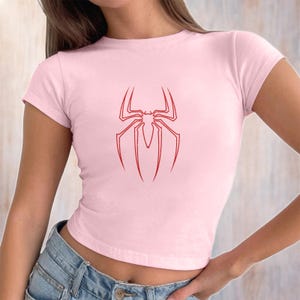 Retro Spider Man Graphic Baby Tee, Superhero Y2k Tee, Y2K Clothing, MCU Fan Gift, Marvel Trip Tee, Spiderman Casual Top, Gift For Her