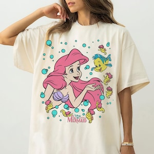 Retro The Little Mermaid Ariel Princess Flounder Bubble Poster Disney Shirt, Gift For Her, Ariel Princess Tee, WDW Disneyland Girl Trip