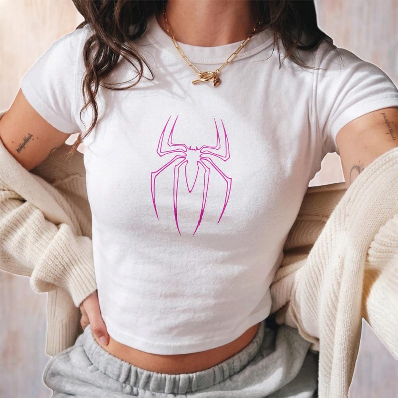 Marvel Avengers Spider Gwen Baby Tee, Amazing Spider Gwen Crop Top, Spidey Gwen Stacy Y2k Shirt, Ghost Spider, MCU Fan, Gift For Her