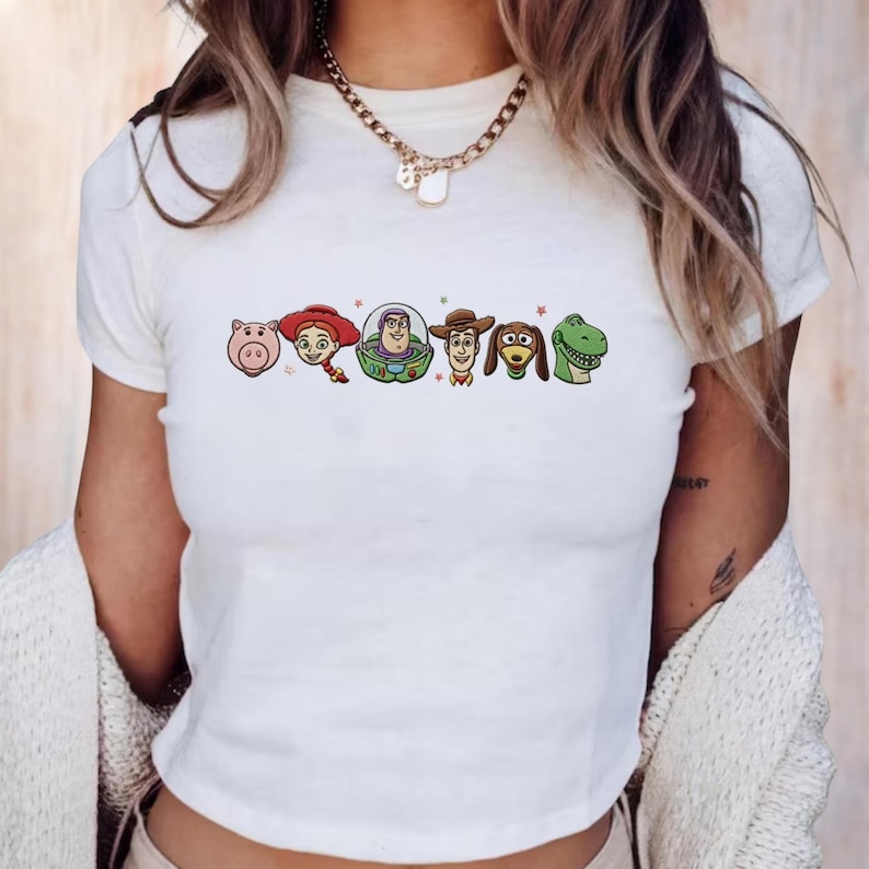 Embroidered Toy Story Baby Tee, Woody Buzz Lightyear Jessie Slinky Top, WDW Disneyland Embroidery Shirt, Toy Story Friends Gift For Her