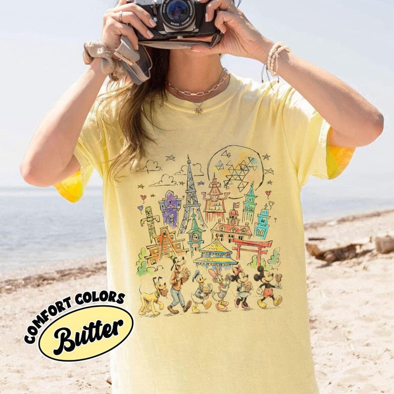 Disney Epcot Shirt, Mickey And Friends Shirt, Retro 90s Tee, Disney Epcot World Tour, WDW Disneyworld Family Trip Shirt, Disneyland Top