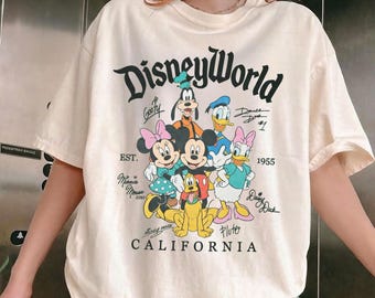 Vintage Disneyworld California Comfort Color Tee, Mickey and Friends Signature Shirt, Disney Trip Family Shirt, Disney Vacation Gift