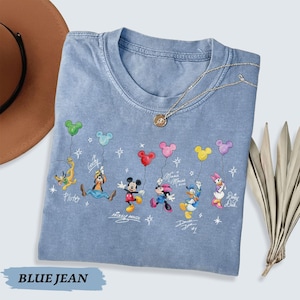 Retro Disney Mickey And Friends Signatures Comfort Colors Shirt, Disney Vacation Shirt, Magic Kingdom, Disneyland Tee, Disneyworld Gift