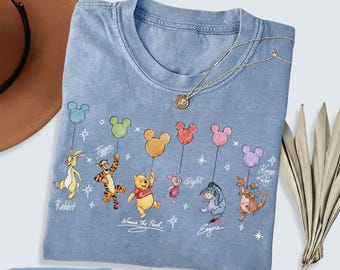 Camiseta retro Disney Pooh y sus amigos con diseños clásicos y colores cómodos, camiseta de vacaciones Disney, Magic Kingdom, camiseta Disneyland, regalo Disneyworld