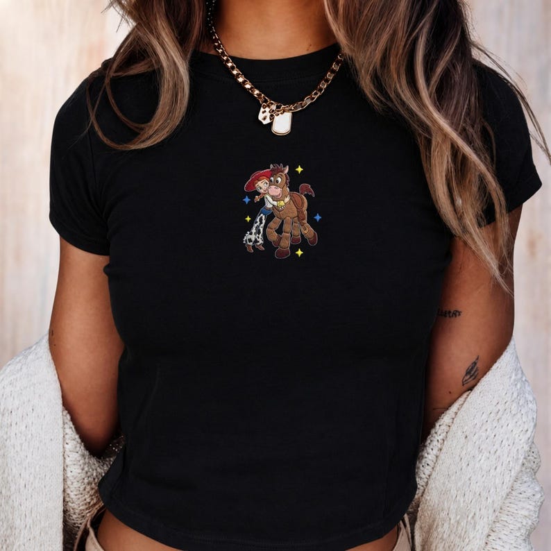 Embroidered Jessie and Bullseye Baby Tee, Disney Toy Story Women Top, Disneyworld Family Shirt, Disneyland Shirts, Embroidery Shirt