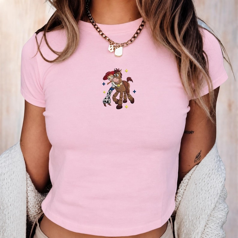 Embroidered Jessie and Bullseye Baby Tee, Disney Toy Story Women Top, Disneyworld Family Shirt, Disneyland Shirts, Embroidery Shirt